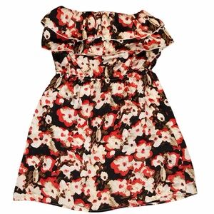FLORAL STRAPLESS MINI DRESS